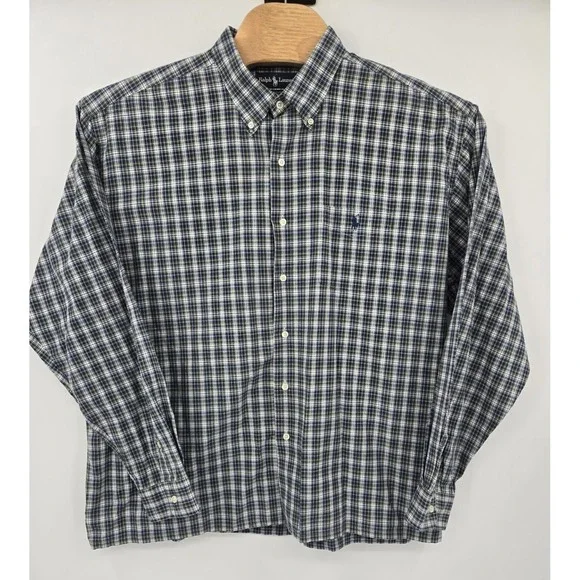 Ralph Lauren Shirt Mens 2XL Greggor Blue Green & White Checkered Button Down - Picture 2 of 5